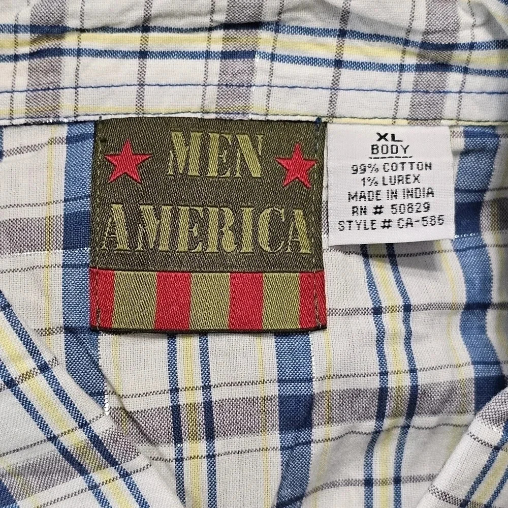 Vintage 80s International Male Western Shirt XL Plaid Lurex Disco Cowboy Rare - Picture 5 of 7